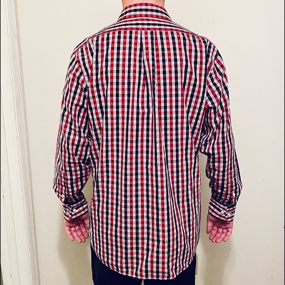 CHAPS Red Plaid Wrinkle and Stain Free Button Down - Picture 4 of 8